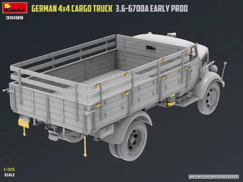 MiniArt German 3t 4x4 Cargo Truck 3.6-6700A Early Prod – 1:35 teherautó makett