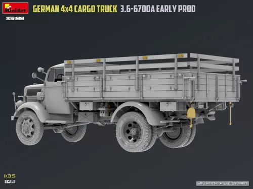 MiniArt German 3t 4x4 Cargo Truck 3.6-6700A Early Prod – 1:35 teherautó makett