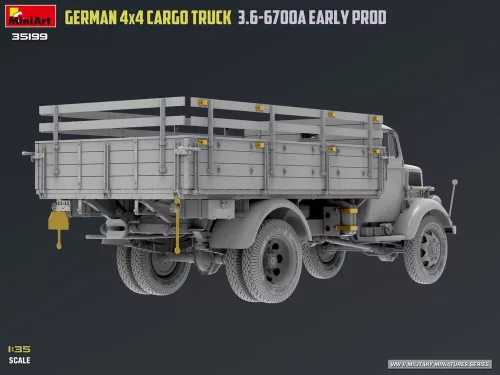 MiniArt German 3t 4x4 Cargo Truck 3.6-6700A Early Prod – 1:35 teherautó makett