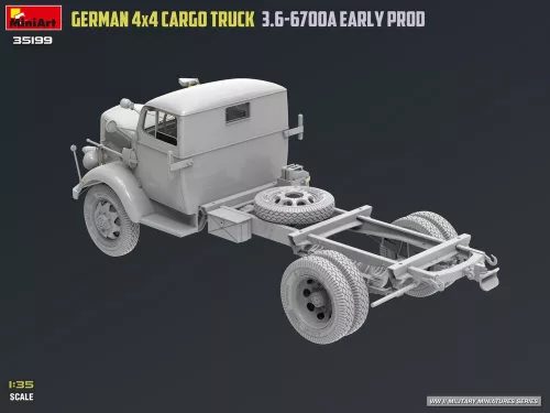 MiniArt German 3t 4x4 Cargo Truck 3.6-6700A Early Prod – 1:35 teherautó makett