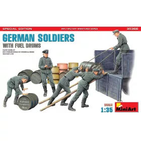   MiniArt German Soldiers w/ Fuel Drums. Special Edition (35041 & 35597 6 drums) – 1:35 figura makett