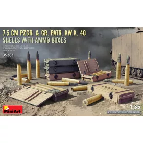   MiniArt 7.5 cm Pzgr. & Gr. Patr. Kw.K. 40  Shells with Ammo Boxes – 1:35 dioráma-kiegészítő