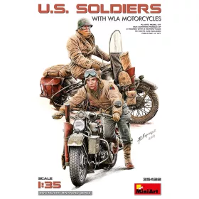   MiniArt U.S. Soldiers w/ WLA Motorcycles – 1:35 motorkerékpár makett