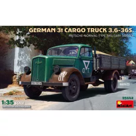  MiniArt German 3t Cargo Truck 3,6-36S. Pritsche-Normal-Type. Military Service – 1:35 teherautó makett
