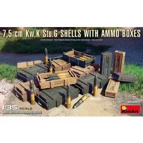   MiniArt 7,5 cm Kw.K Stu.G Shells with Ammo Boxes – 1:35 dioráma-kiegészítő