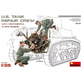   MiniArt U.S. Tank Repair Crew w/Continental W-670 Engine – 1:35 figura makett