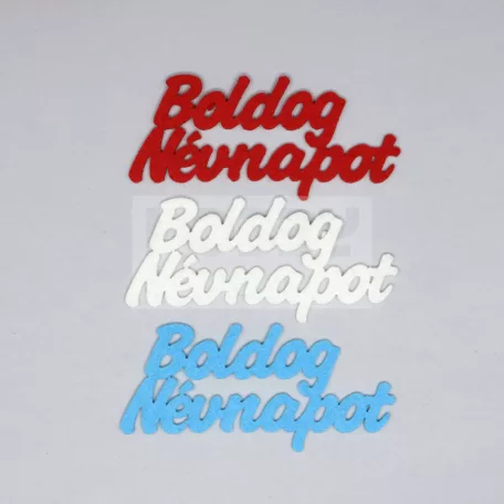 Filc felirat "Boldog Névnapot"  (3 db/cs), vegyes színben 35496