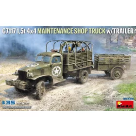   MiniArt G7117 1,5t 4x4 Maintenance Shop Truck w/Trailer – 1:35 teherautó makett
