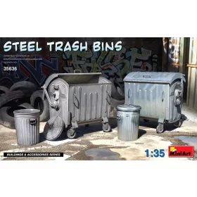MiniArt Steel Trash Bins – 1:35 dioráma-kiegészítő