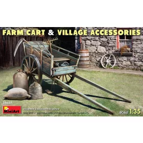   MiniArt Farm Cart with Village Accessories – 1:35 dioráma-kiegészítő