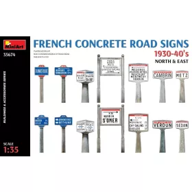   MiniArt French Concrete Road Signs 1930-40's. North & East – 1:35 dioráma-kiegészítő