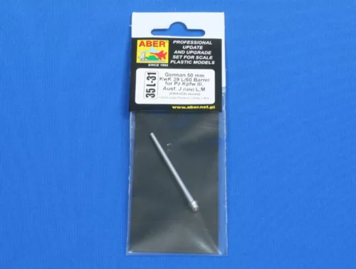 Aber Models Germ50mmKwK39L/60 Barrel Pz.Kpfw.IIIAusf J,L,M,N - német 50 mm-es KwK 39 L/60 lövegcső – Pz.Kpfw. III Ausf. J/L/M/N változatokhoz
