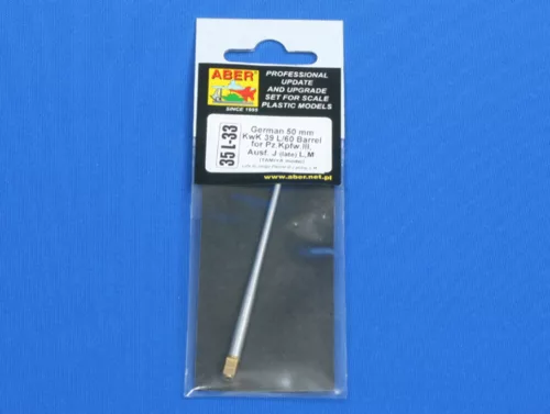 Aber Models Germ50mm KwK39L/60 Barr for Pz.Kpfw.IIIAusf. J (late)L,M - német 50 mm-es KwK 39 L/60 lövegcső – késői Pz.Kpfw. III Ausf. J, valamint L és M változatokhoz