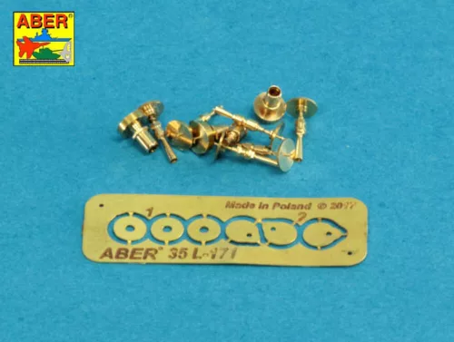 Aber Models Set of gun barrel tips for MG 08 x3 pcs. And barrel tips for MG 08/15 x 3 pcs. - MG 08 és MG 08/15 géppuskák csővégkészlete – 3+3 db