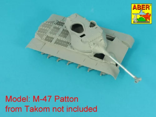 Aber Models 90 mm barrel Y-Shaped Muzzel Brake with mantlet for M47 - 90 mm-es lövegcső Y alakú csőszájfékkel és lövegpajzzsal – M47-hez
