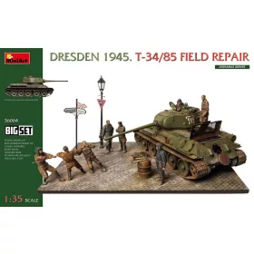   MiniArt Dresden 1945. T-34/85 Field Repair. Big Set – 1:35 dioráma makett
