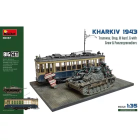   MiniArt Kharkiv 1943: Tram & Stug. III Ausf. G w/Crew. Big Set – 1:35 dioráma makett