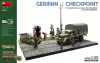 MiniArt German Checkpoint. 3t Cargo Truck 3,6-36S & Kfz.1 Type 170VK w/ Feldgendarmerie. Big Set – 1:35 dioráma makett