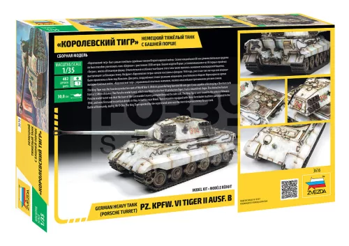 Zvezda PZ.KPFW.VI TIGER II. AUSF. B. makett 1:35 (3616Z)
