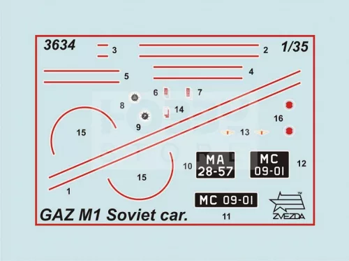 Zvezda GAZ M1 Soviet Staff Car makett 1:35 (3634Z)