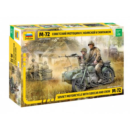 Zvezda Military Soviet WWII Motorcycle M-72 makett 1:35 (3639Z)