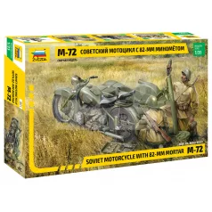   Zvezda Soviet Motorcycle M-72 with Mortar makett 1:35 (3651Z)