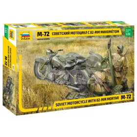   Zvezda Soviet Motorcycle M-72 with Mortar makett 1:35 (3651Z)