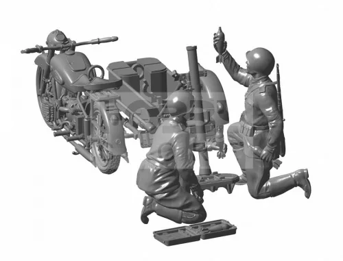 Zvezda Soviet Motorcycle M-72 with Mortar makett 1:35 (3651Z)