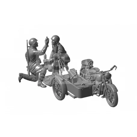 Zvezda Soviet Motorcycle M-72 with Mortar makett 1:35 (3651Z)