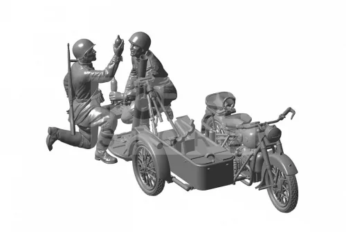 Zvezda Soviet Motorcycle M-72 with Mortar makett 1:35 (3651Z)