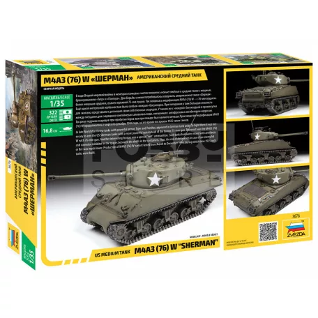 Zvezda M4 A3 (76mm) Sherman Tank makett 1:35 (3676Z)
