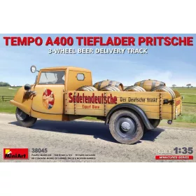   MiniArt Tempo A400 Tieflader Pritsche 3-Wheel Beer Delivery Truck – 1:35 teherautó makett