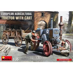   MiniArt European  Agricultural Tractor with Cart – 1:35 munkagép makett