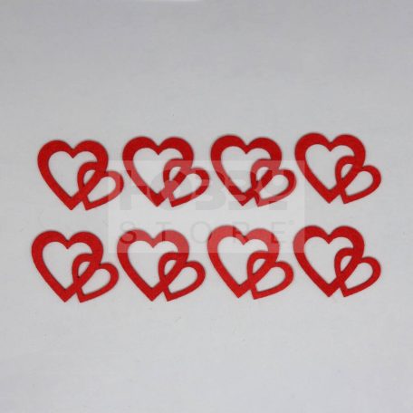 Filcfigura - Dupla szív kicsi, piros 38075