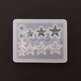   Professzionális szilikon öntőforma-átlátszó-vegyes csillag-4 x 5 x 0,8 cm (5 db/csomag)