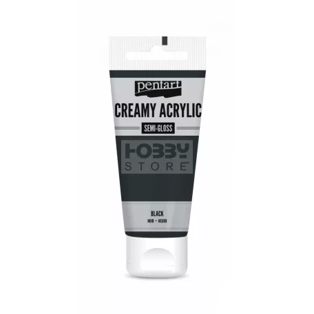 Pentart selyemfényű krémes akrilfesték-fekete 200 ml 39002