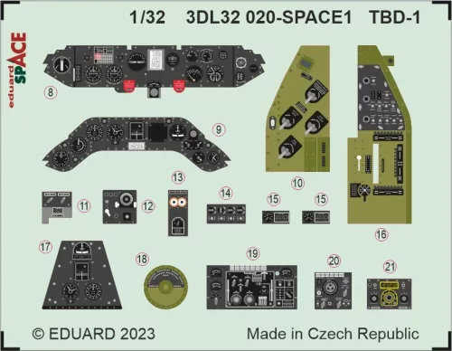 Eduard Accessories TBD-1 SPACE 1/32 TRUMPETER - SPACE 3D cockpit-részletező készlet