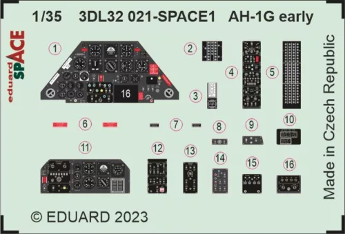 Eduard Accessories AH-1G early SPACE 1/35 - SPACE 3D cockpit-részletező készlet