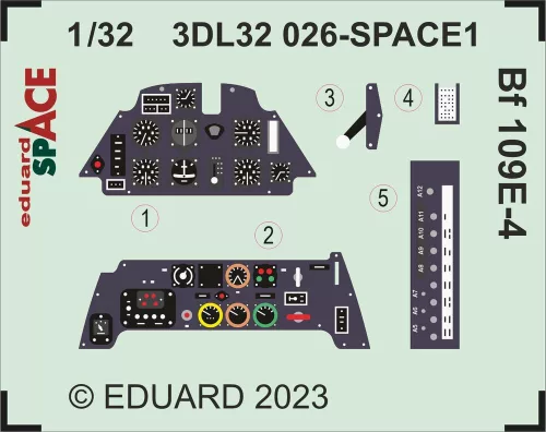 Eduard Accessories Bf 109E-4 SPACE 1/32 - SPACE 3D cockpit-részletező készlet