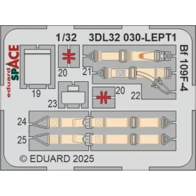   Eduard Accessories Bf 109F-4 SPACE  HOBBY 2000 / HASEGAWA - Bf 109F-4 HOBBY 2000 – SPACE 3D cockpit-részletező készlet