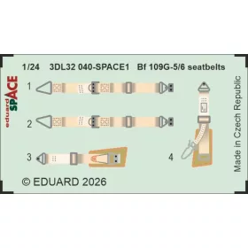   Eduard Accessories Bf 109G-5/6 seatbelts SPACE for Airfix - SPACE 3D biztonságiöv-készlet