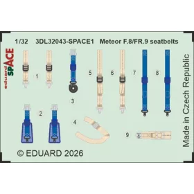   Eduard Accessories Meteor F.8/FR.9 seatbelts SPACE for Revell - SPACE 3D biztonságiöv-készlet