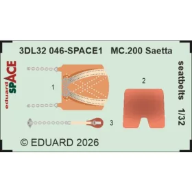   Eduard Accessories MC.200 Saetta seatbelts SPACE for Italeri - SPACE 3D biztonságiöv-készlet