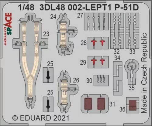 Eduard Accessories P-51D-5 SPACE 1/48 for ZVEZDA - SPACE 3D cockpit-részletező készlet