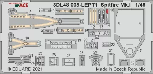 Eduard Accessories Spitfire Mk.I early SPACE 1/48 for EDUARD - SPACE 3D cockpit-részletező készlet