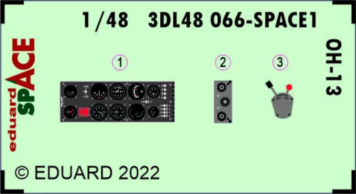 Eduard Accessories OH-13 SPACE 1/48 - SPACE 3D cockpit-részletező készlet