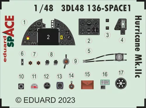 Eduard Accessories Hurricane Mk.IIc SPACE 1/48 ARMA HOBBY - SPACE 3D cockpit-részletező készlet