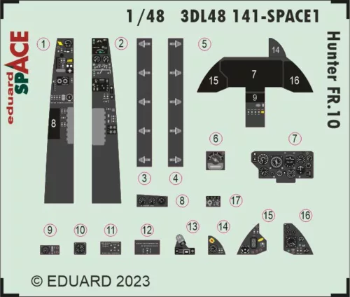 Eduard Accessories Hunter FR.10 SPACE 1/48 AIRFIX - SPACE 3D cockpit-részletező készlet