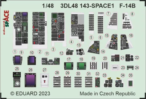 Eduard Accessories F-14B SPACE 1/48 GREAT WALL HOBBY - SPACE 3D cockpit-részletező készlet