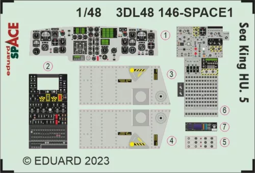 Eduard Accessories Sea King HU.5 SPACE 1/48 AIRFIX - SPACE 3D cockpit-részletező készlet